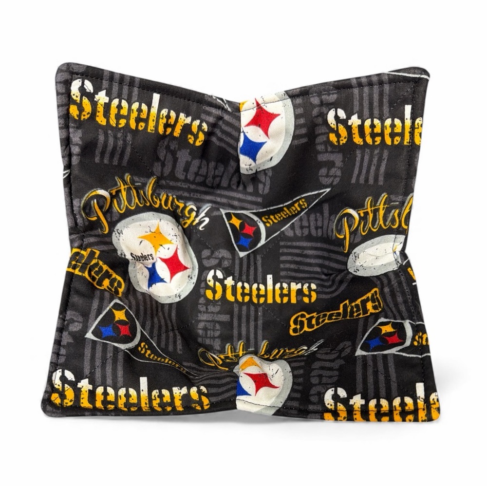 Hand Crafted Bowl Cozy Bowl Microwavable  Cotton Padded Pittsburgh Steelers